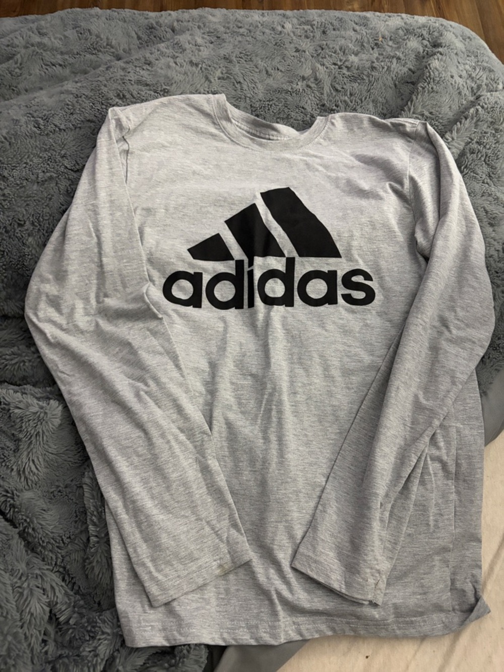 adidas Gray Long Sleeve Tee with Black Logo